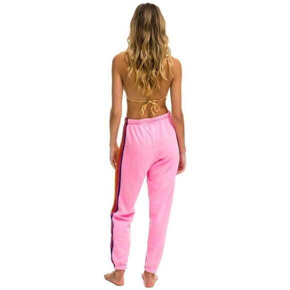 Aviator Nation 5 STRIPE SWEATPANTS size XS Joggers NEON PINK YELLOW PURPLE - Picture 4 of 10
